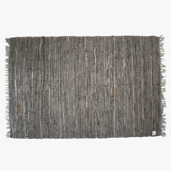 Grey Leather Handmade Rug