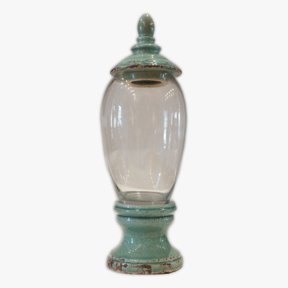 Ceramic Glazed Vase With Glass