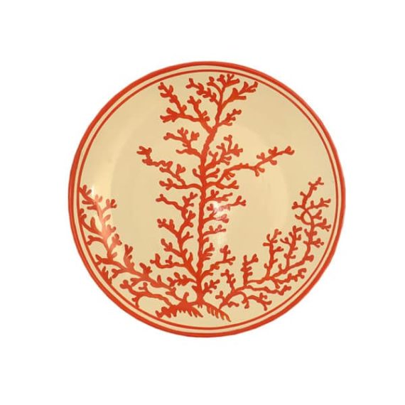 Ceramic Plate Painted with Coral
